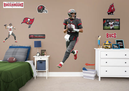 Tampa Bay Buccaneers: Tom Brady         - Officially Licensed NFL Removable Wall   Adhesive Decal