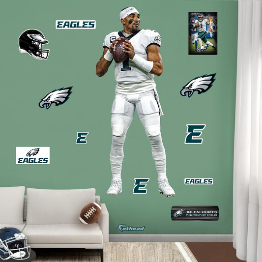 Philadelphia Eagles: Jalen Hurts  Warmups        - Officially Licensed NFL Removable     Adhesive Decal