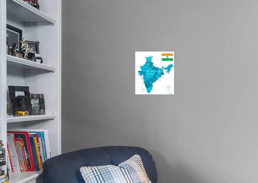 Maps of Asia: India Mural        -   Removable Wall   Adhesive Decal