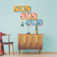 Sus Sus Sus Lettering Diagonal Stacked        - Officially Licensed Big Moods Removable     Adhesive Decal