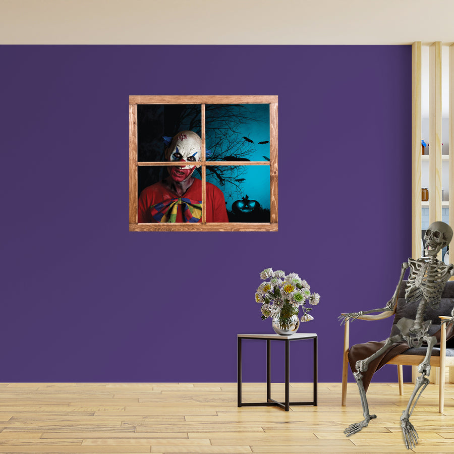 Scary Clowns:  Bald Bowtie Clown Instant Window        -   Removable     Adhesive Decal