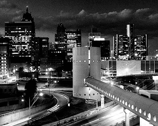 Detroit looking across the Lodge Freeway (1983) - Officially Licensed Detroit News Canvas