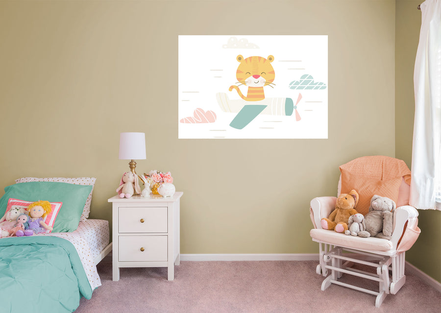 Nursery: Planes Zen Tiger Mural        -   Removable Wall   Adhesive Decal
