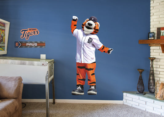 Detroit Tigers: Paws 2021 Mascot        - Officially Licensed MLB Removable Wall   Adhesive Decal
