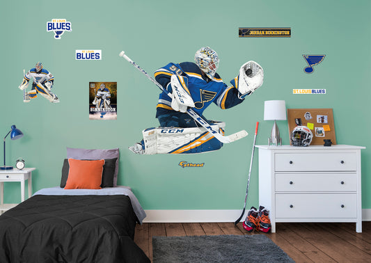 St. Louis Blues: Jordan Binnington 2021        - Officially Licensed NHL Removable Wall   Adhesive Decal