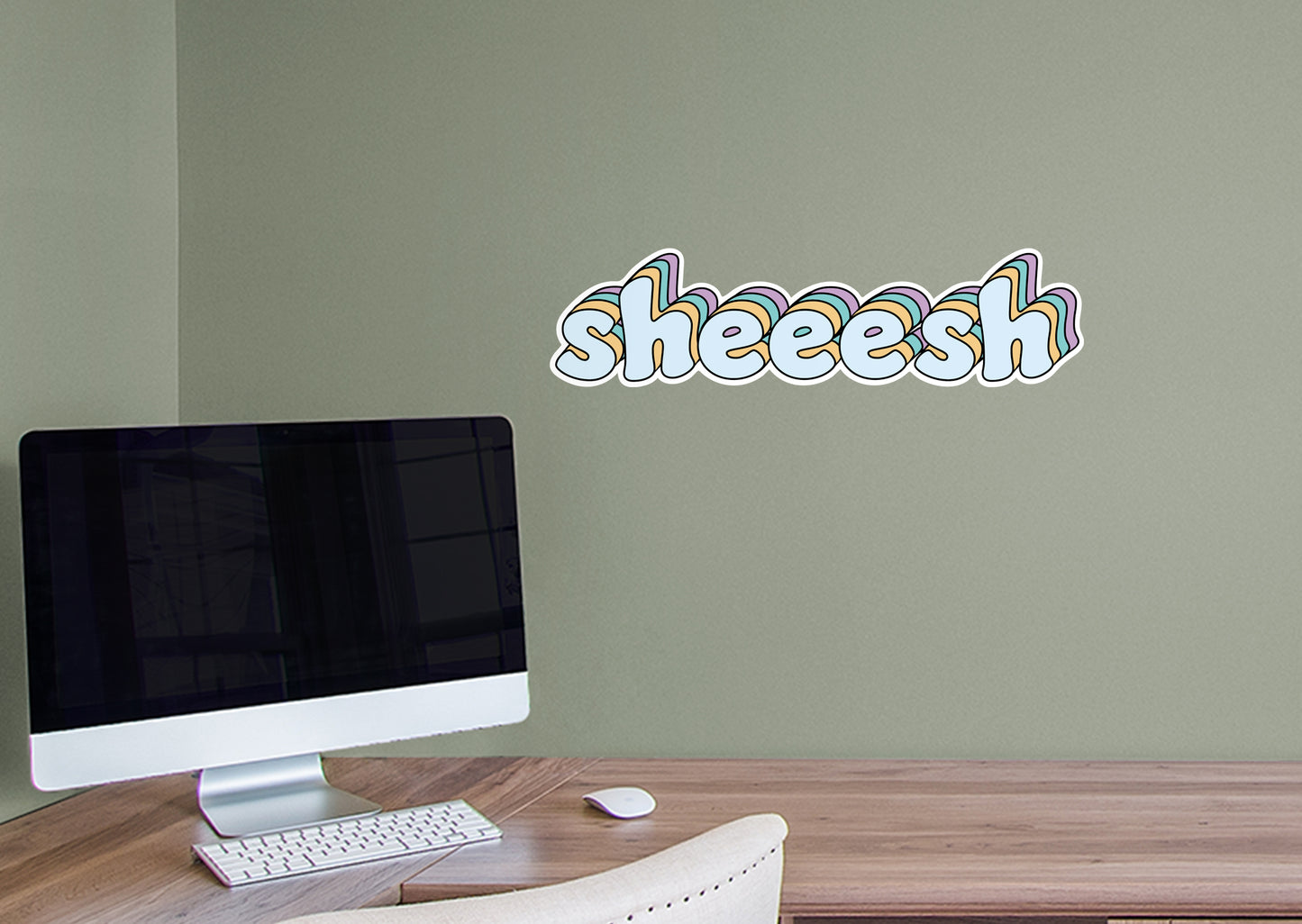 Sheeesh Light Blue 3D Lettering        - Officially Licensed Big Moods Removable     Adhesive Decal