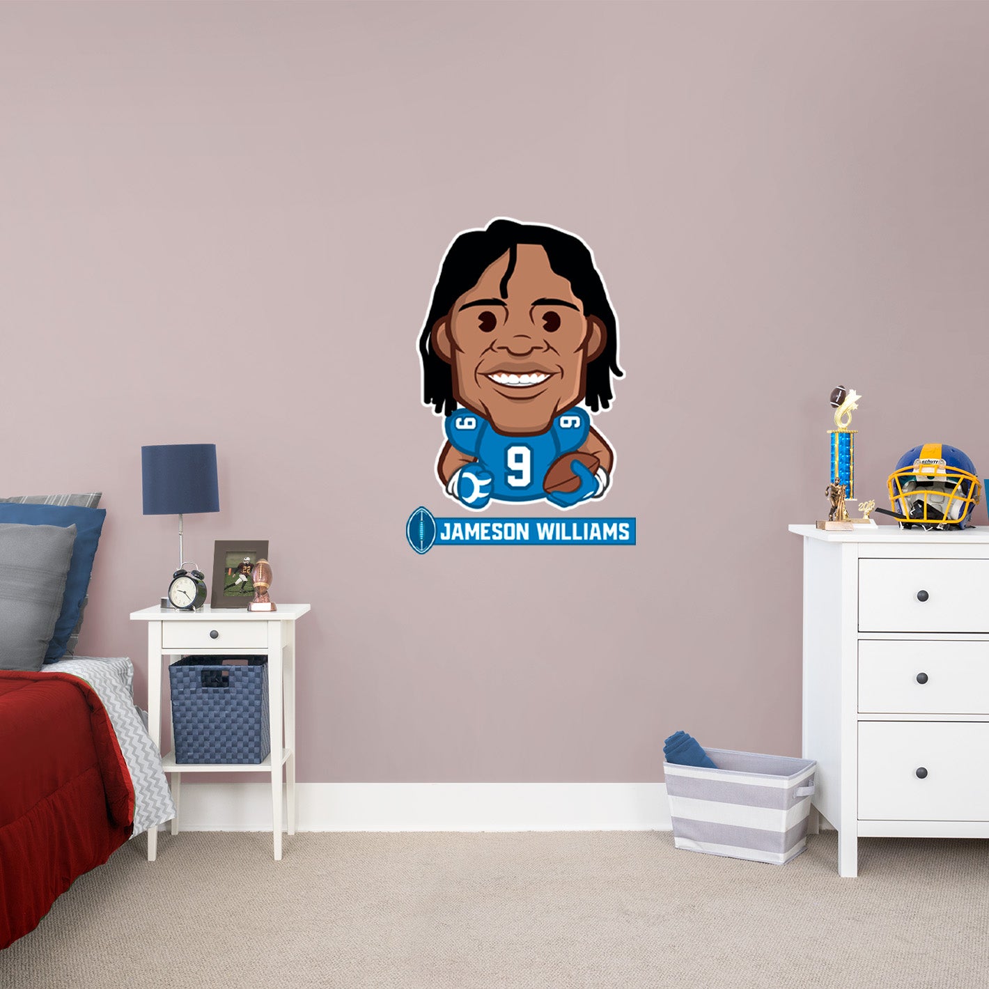 Detroit Lions: Jameson Williams Emoji - Officially Licensed NFLPA Removable Adhesive Decal