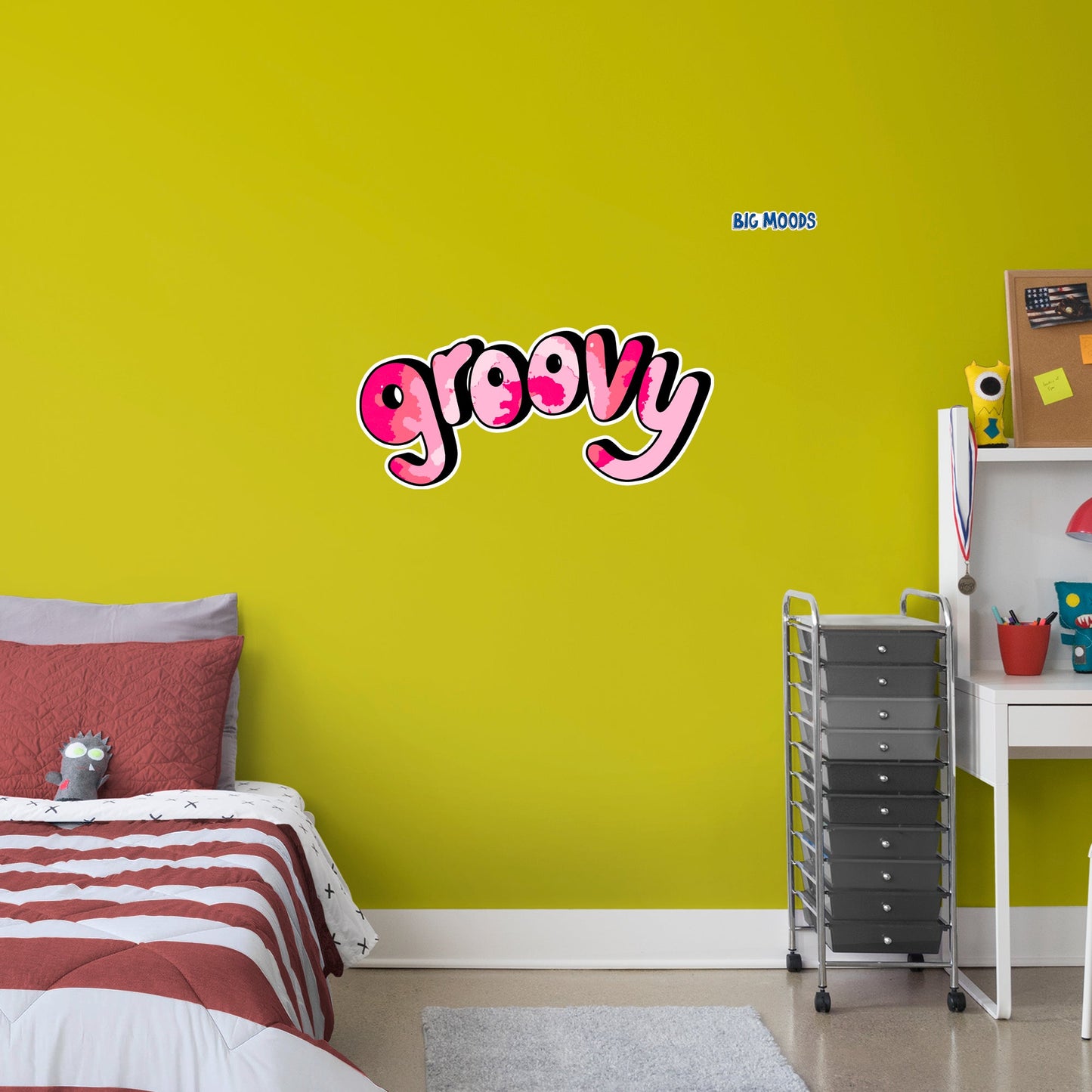 Groovy (Pink)        - Officially Licensed Big Moods Removable     Adhesive Decal
