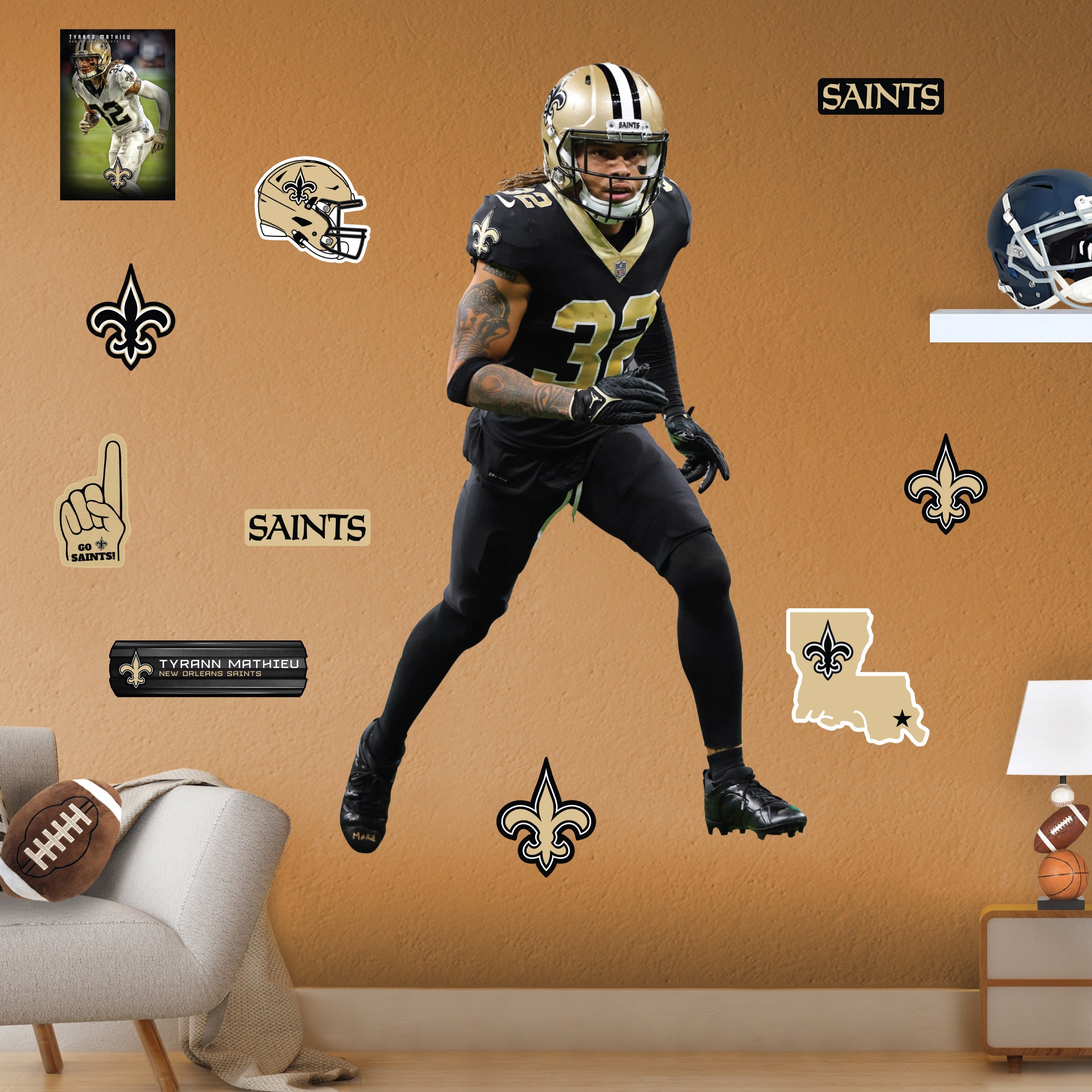 New Orleans Saints: Tyrann Mathieu 2022 Officially Licensed NFL Remo –  Fathead