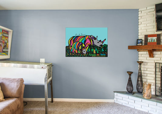 Dream Big Art:  Rescue Our Rhinos Mural        - Officially Licensed Juan de Lascurain Removable Wall   Adhesive Decal