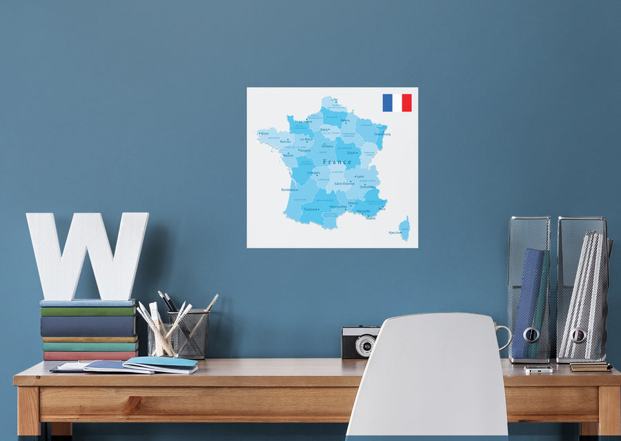 Maps of Europe: France Mural        -   Removable Wall   Adhesive Decal