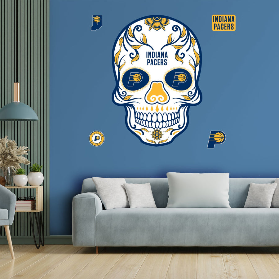Indiana Pacers - RealBig Sugar Skull Collection - Official NBA - Reusable Vinyl Wall Decals