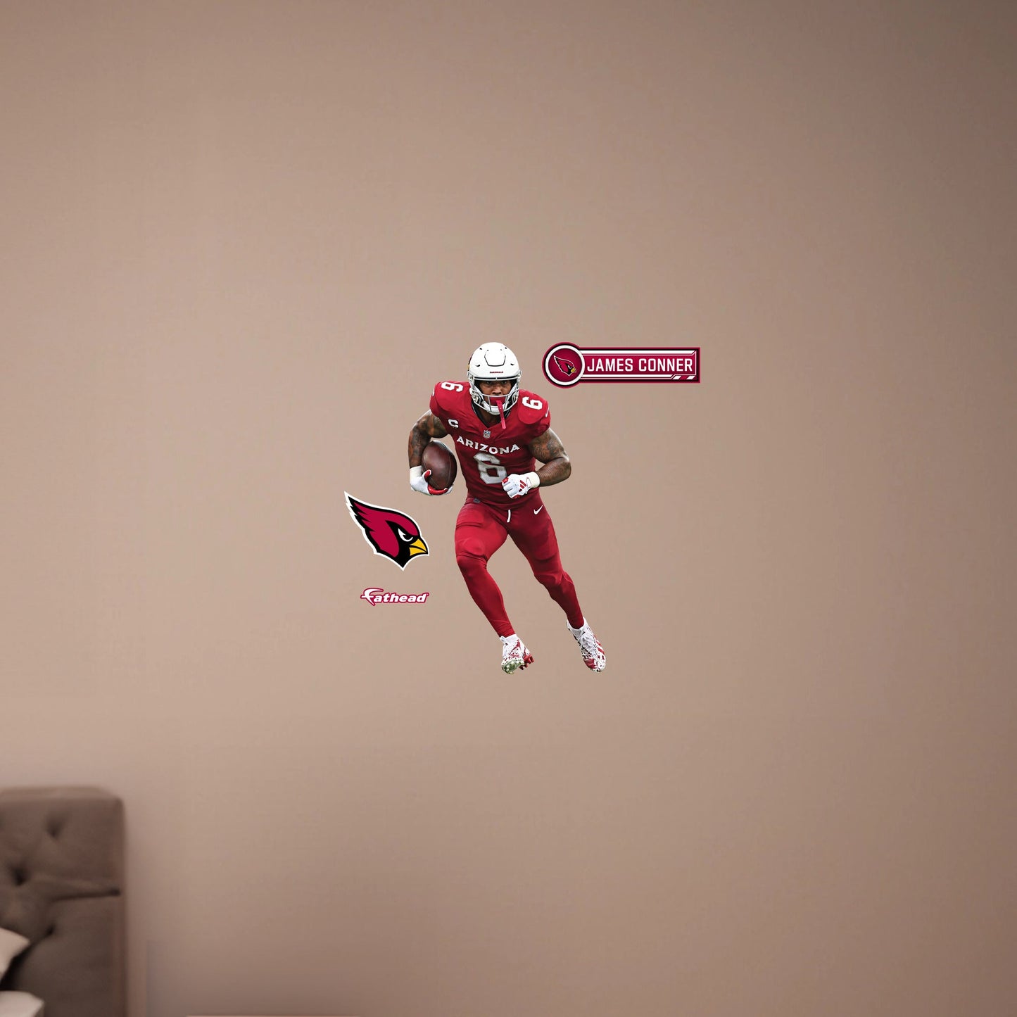 Arizona Cardinals: James Conner         - Officially Licensed NFL Removable     Adhesive Decal