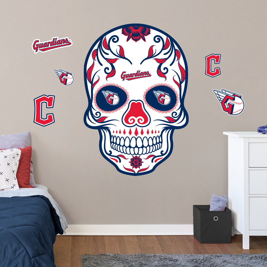 Cleveland Guardians - RealBig Sugar Skull Collection - Official MLB - Reusable Vinyl Wall Decals