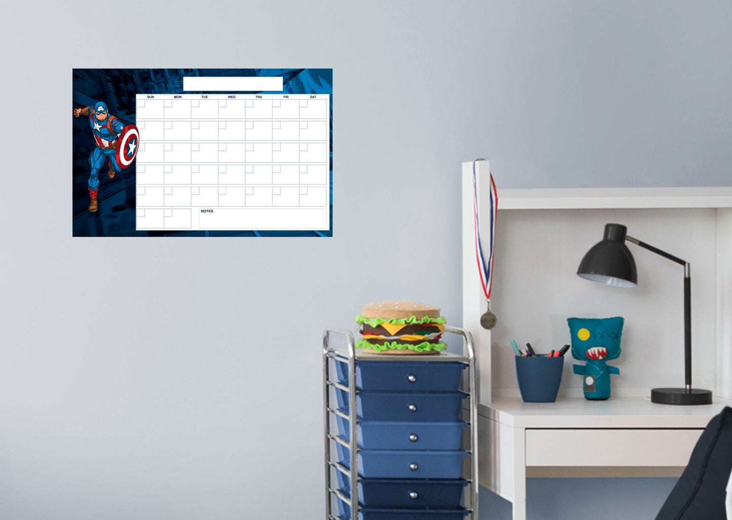 Avengers: CAPTAIN AMERICA Blank Calendar Dry Erase        - Officially Licensed Marvel Removable     Adhesive Decal