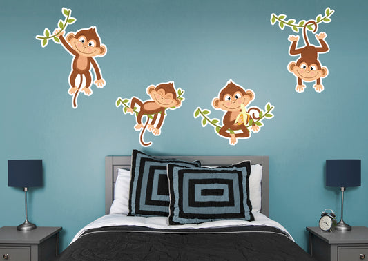 Jungle:  Monkey Collection        -   Removable Wall   Adhesive Decal