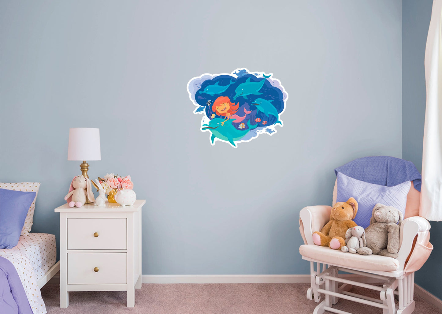 Nursery:  Playing with Dolphins Icon        -   Removable Wall   Adhesive Decal