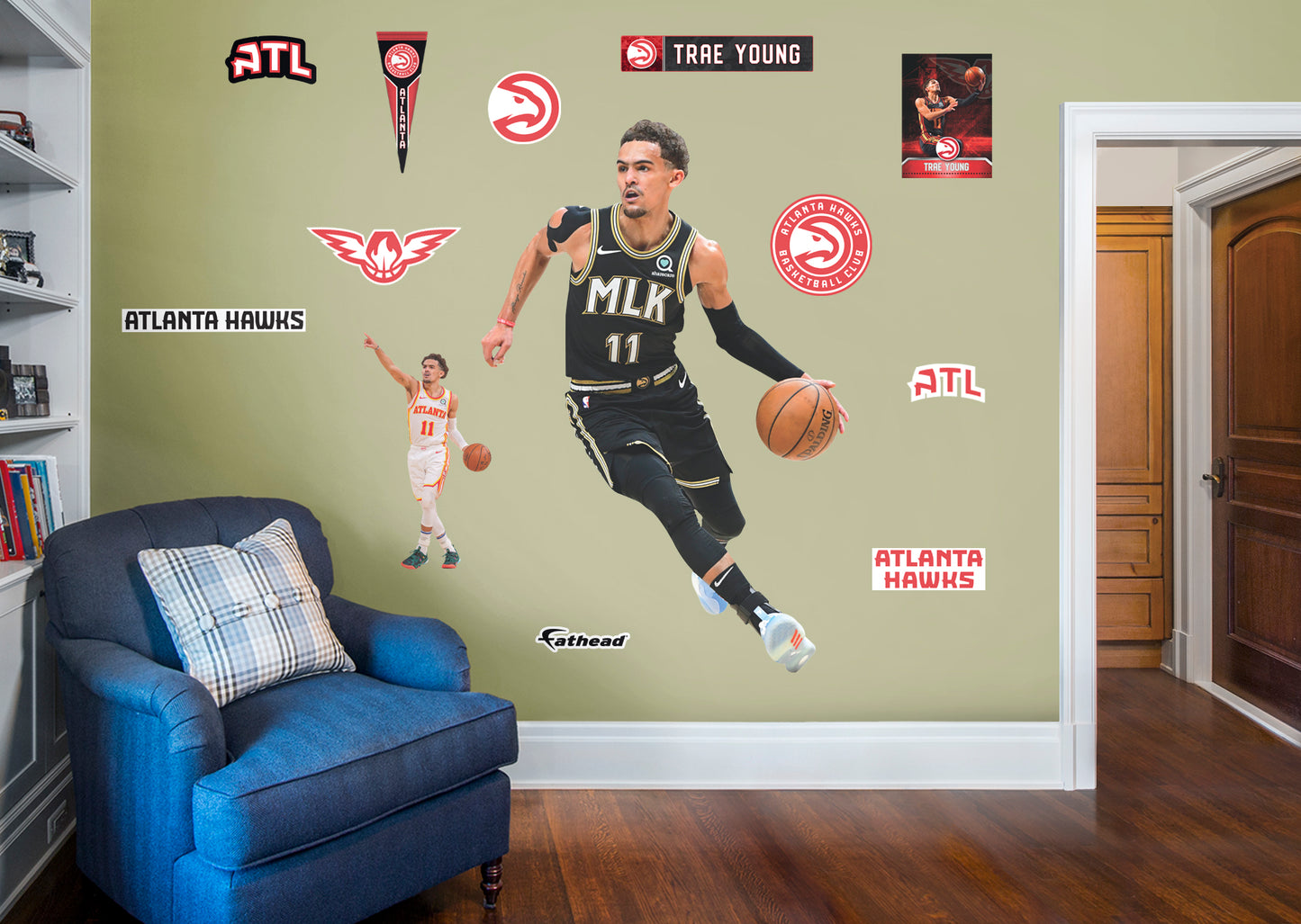 Atlanta Hawks: Trae Young 2021 MLK Jersey - NBA Removable Wall Adhesive Wall Decal Giant Athlete +2 Wall Decals 34W x 51H