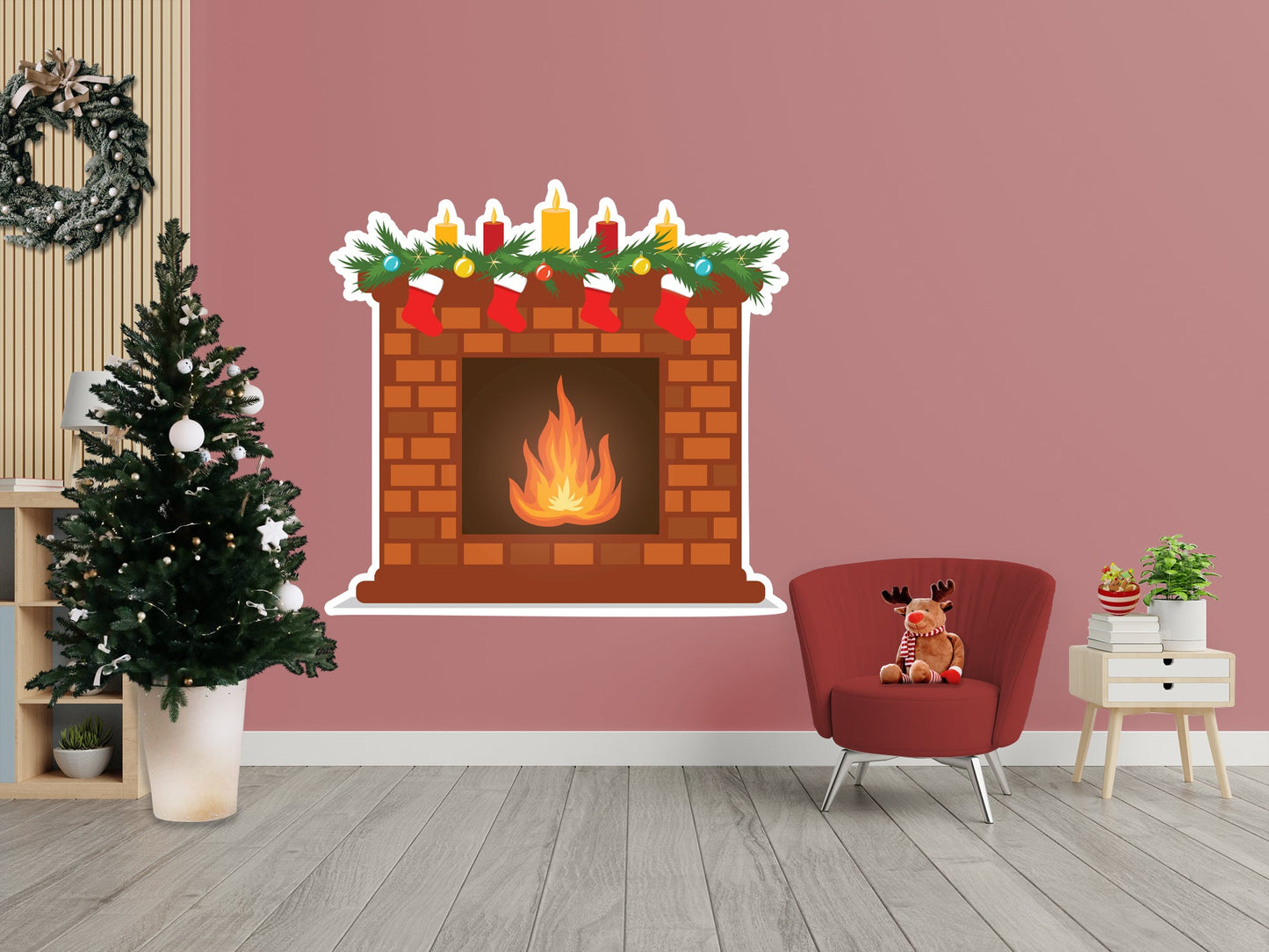 Christmas: Fireplace Icon - Removable Adhesive Decal