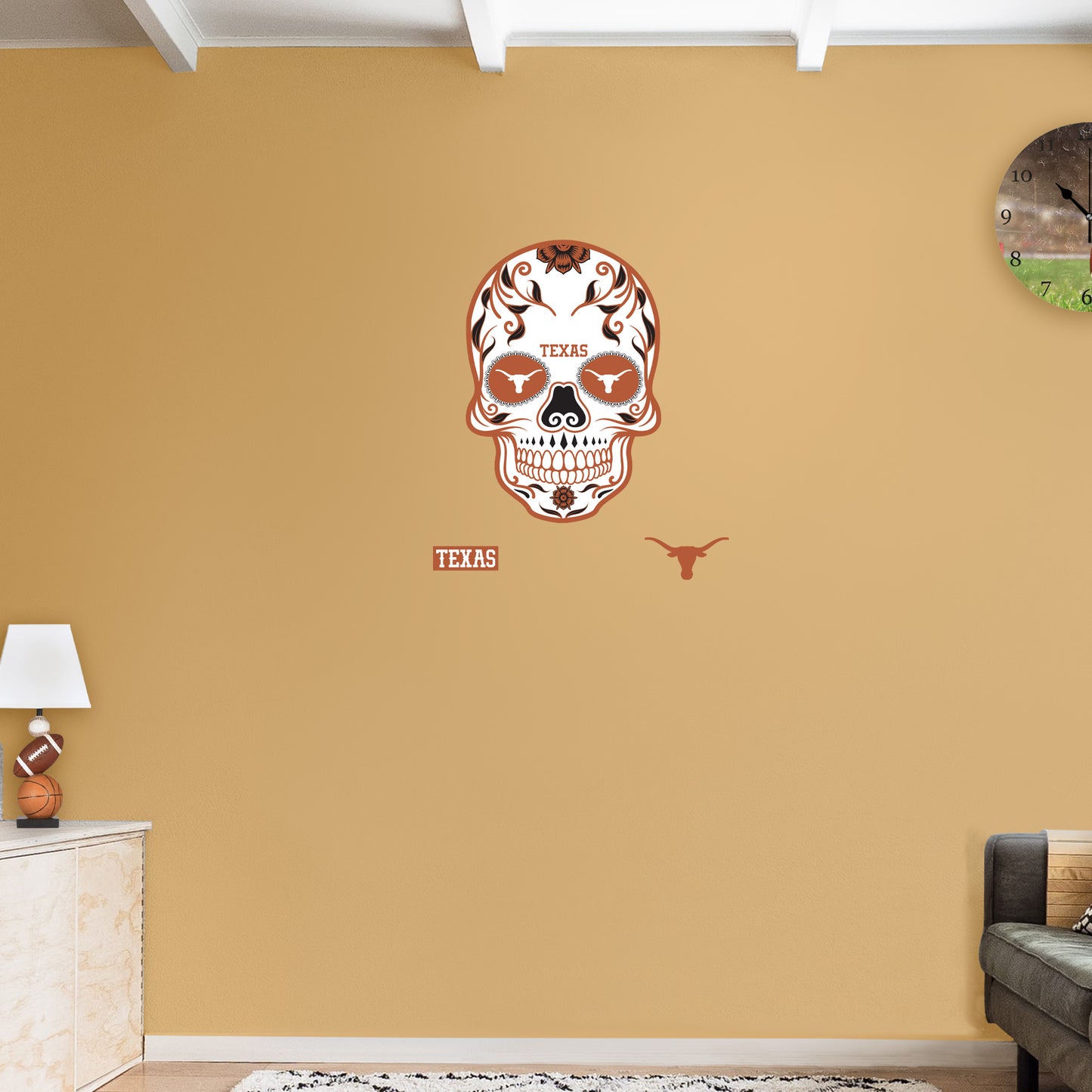 Texas Longhorns:   Skull        - Officially Licensed NCAA Removable     Adhesive Decal