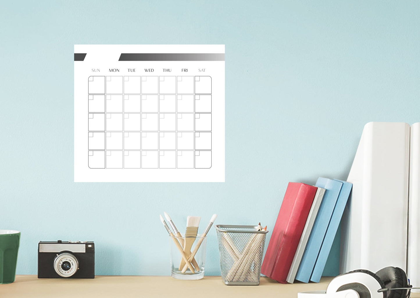 Calendars: Minimal Modern One Month Calendar Dry Erase - Removable Adhesive Decal