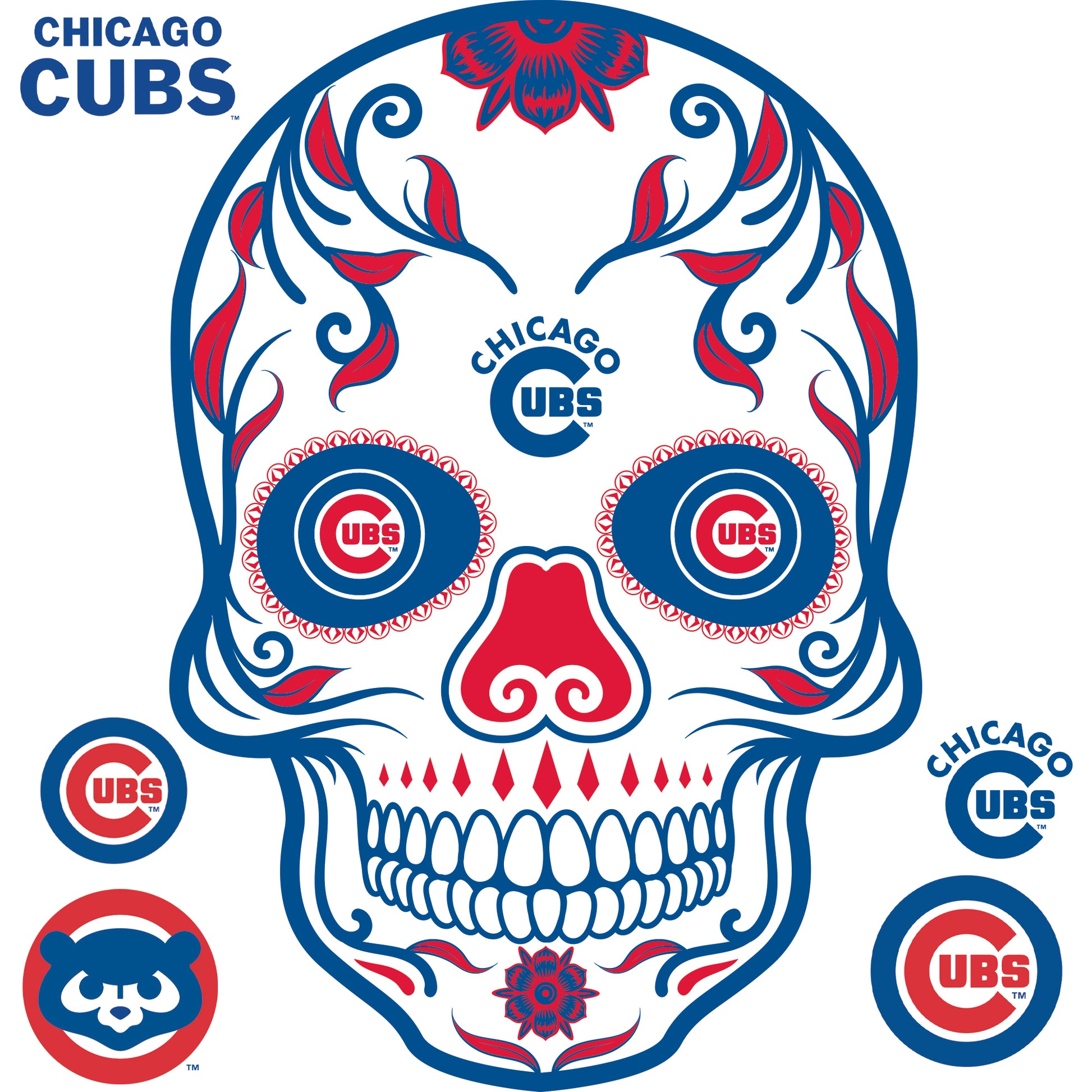 Chicago Cubs: 2022 Skull - Officially Licensed MLB Removable