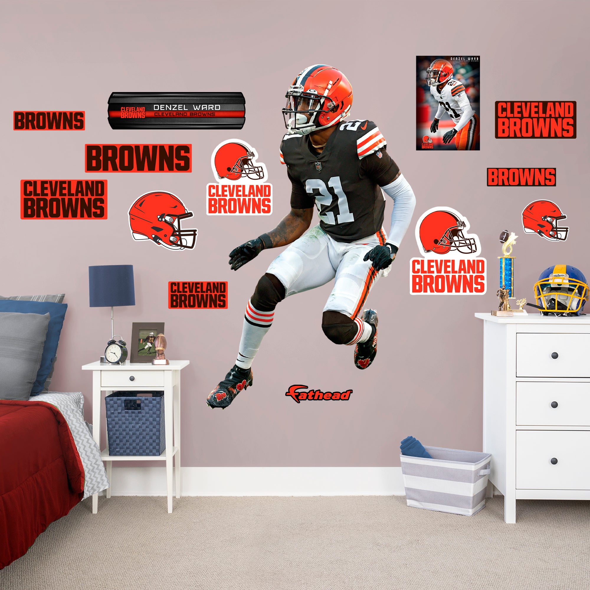 Denzel Ward Signed Cleveland Browns 35x43 Custom Framed Jersey Display –  Super Sports Center