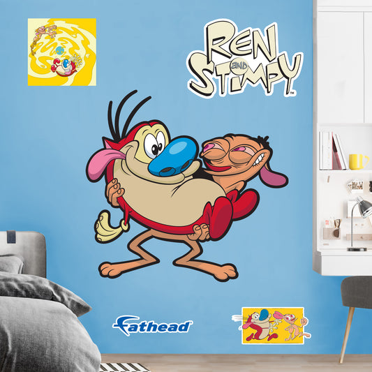 Ren and Stimpy: Ren & Stimpy Holding Stimpy RealBig        - Officially Licensed Nickelodeon Removable     Adhesive Decal
