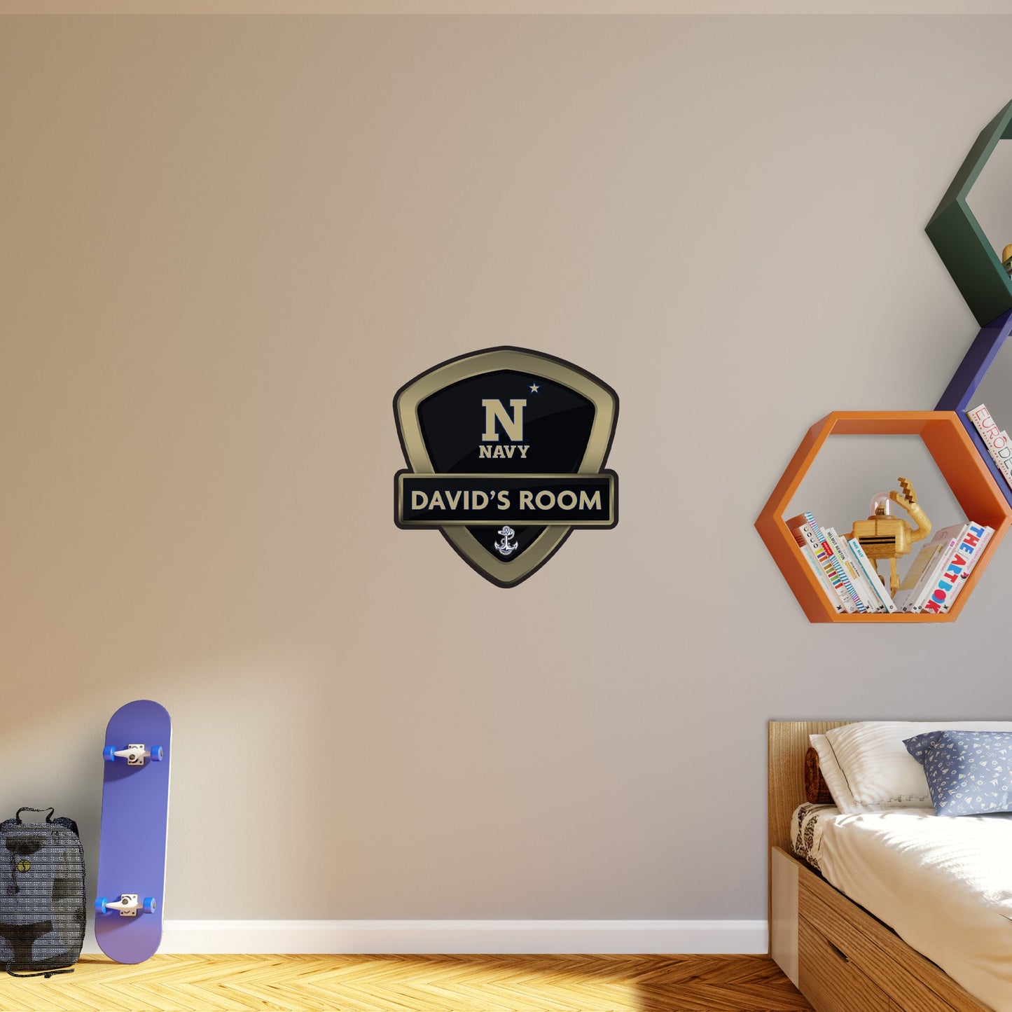 Navy Midshipmen:   Badge Personalized Name        - Officially Licensed NCAA Removable     Adhesive Decal