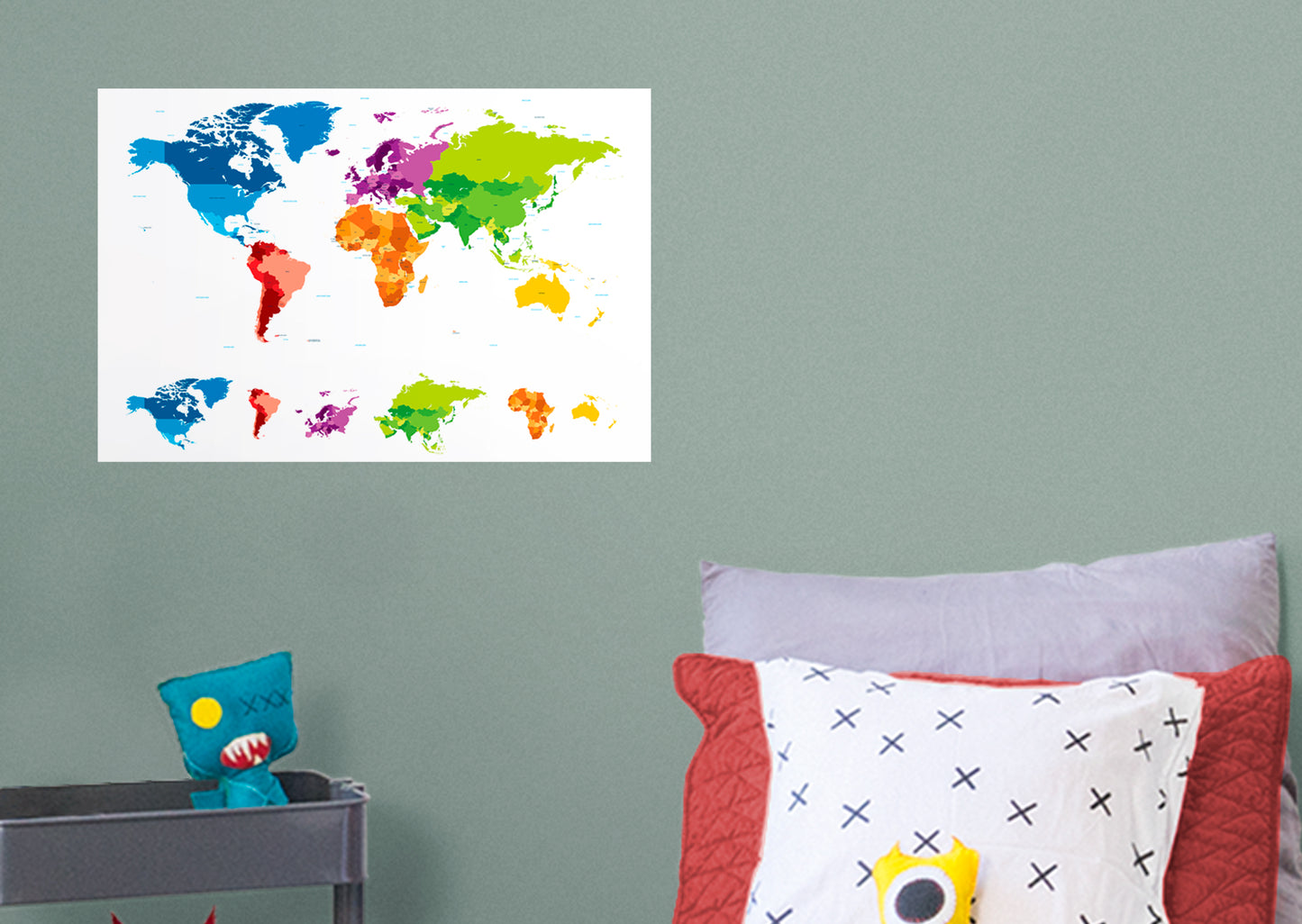 World Maps:  Complex Map Mural        -   Removable Wall   Adhesive Decal