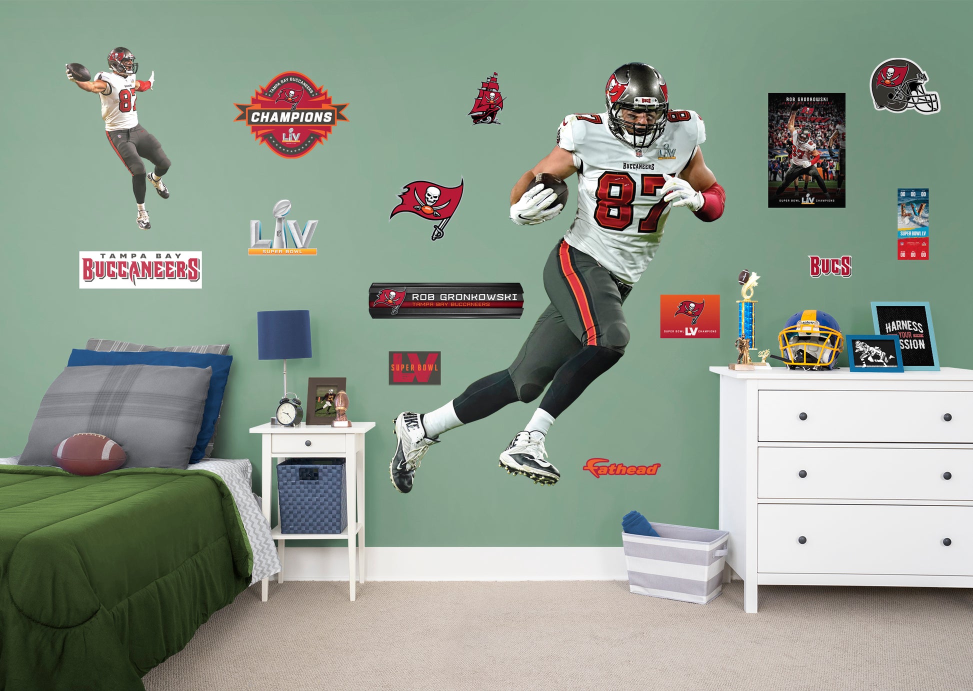 Rob Gronkowski Super Bowl LV for Tampa Bay Buccaneers - NFL Removable Wall Decal Life-Size Athlete + 14 Wall Decals 51W x 78H