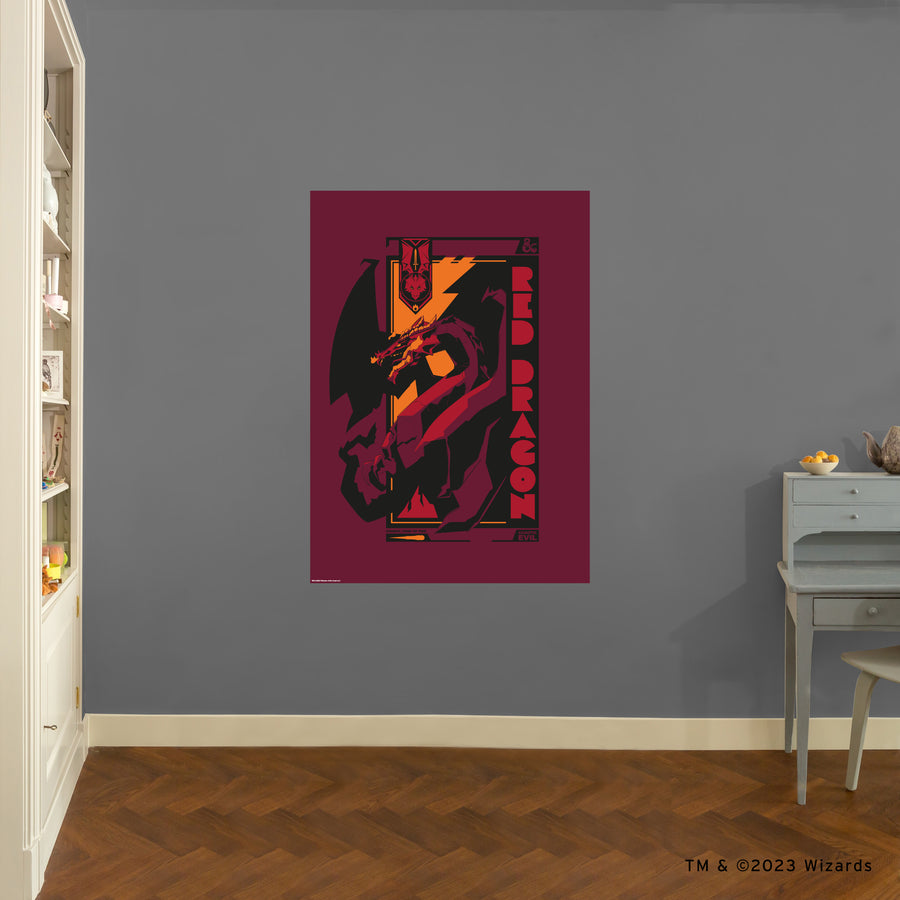 Red Dragon - Peel & Stick Poster - Official Hasbro - Dungeons & Dragons - Reusable Vinyl Wall Decal