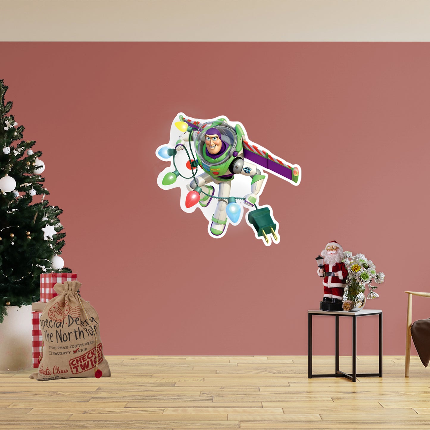 Pixar Holiday: Buzz Lightyear Lights RealBig - Officially Licensed Disney Removable Adhesive Decal
