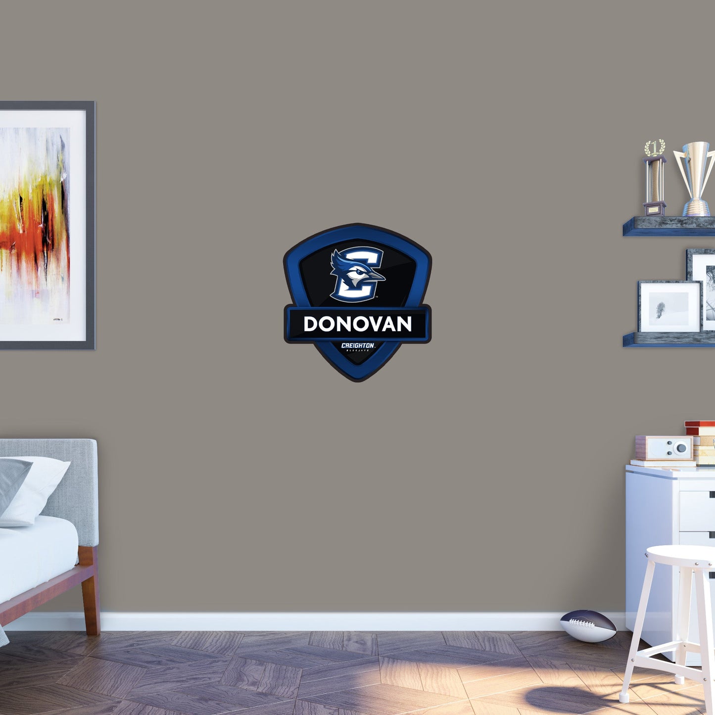 Creighton Blue Jays:   Badge Personalized Name        - Officially Licensed NCAA Removable     Adhesive Decal