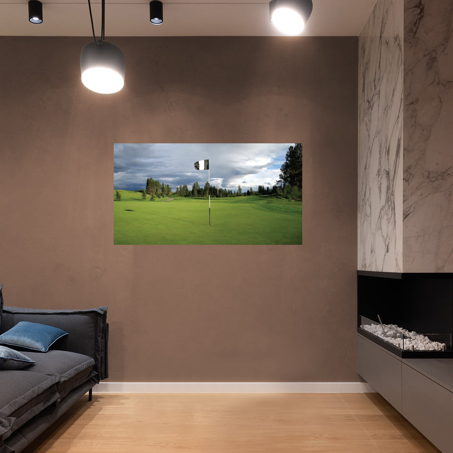 Golf: Black and White Flag Poster - Removable Adhesive Decal