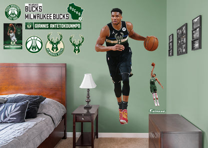 Milwaukee Bucks: Giannis Antetokounmpo  Black Jersey        - Officially Licensed NBA Removable Wall   Adhesive Decal