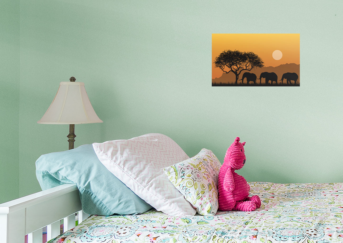 Jungle:  Three Elephants Mural        -   Removable Wall   Adhesive Decal