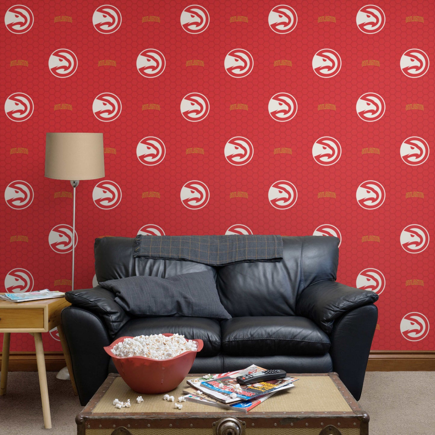 Atlanta Hawks (Red): Logo Pattern - Officially Licensed NBA Peel & Stick Wallpaper