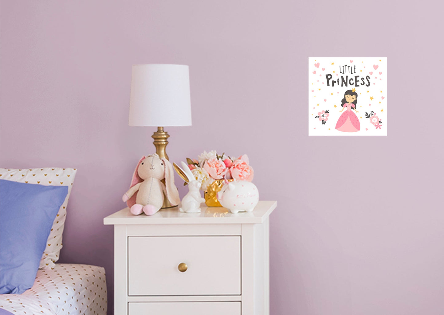 Nursery Princess:  Pink Hearts Mural        -   Removable Wall   Adhesive Decal