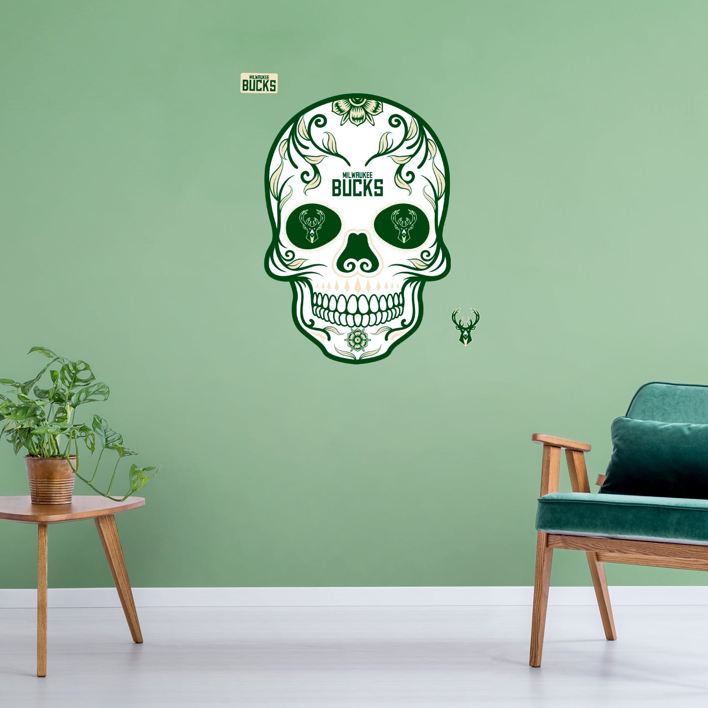 Milwaukee Bucks: Skull - Officially Licensed NBA Removable Adhesive Decal