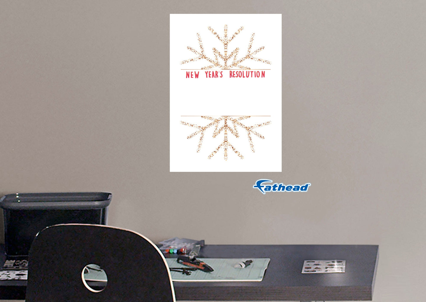 New Year: Big Snowflake Dry Erase - Removable Adhesive Decal