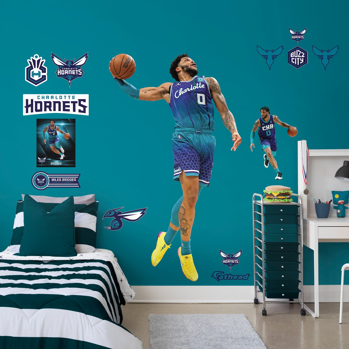 Charlotte Hornets: Miles Bridges 2021 Dunk        - Officially Licensed NBA Removable     Adhesive Decal