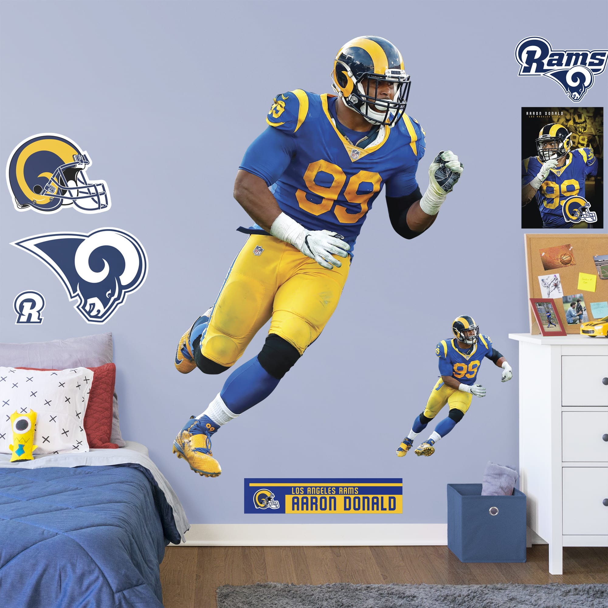 Aaron Donald los angeles rams blue jersey, an art print by