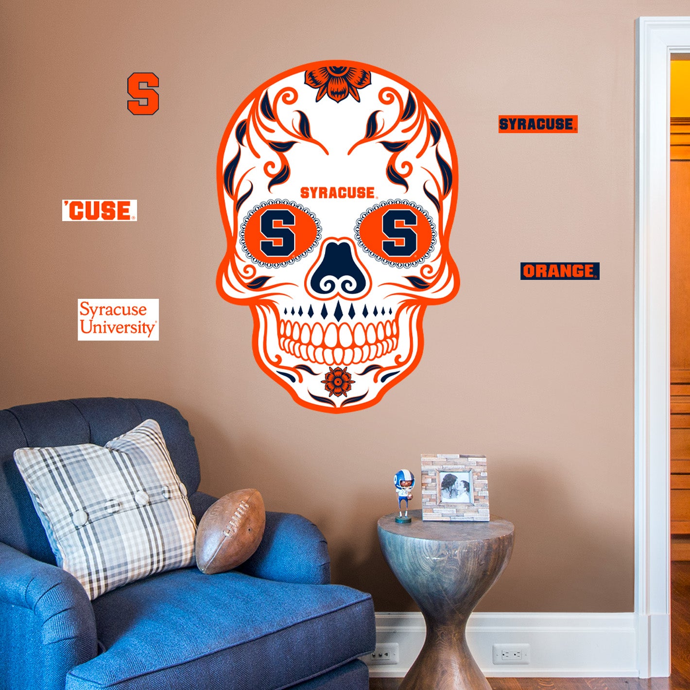 Sports Sugar Skull Wood Engraved Wall Plaques, NFL, MBL, NBA