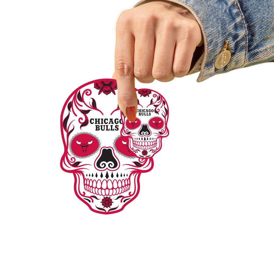 Chicago Bulls - 5 Sugar Skull Logo Minis (Mixed Sizes) - Official NBA - Reusable Vinyl Decals