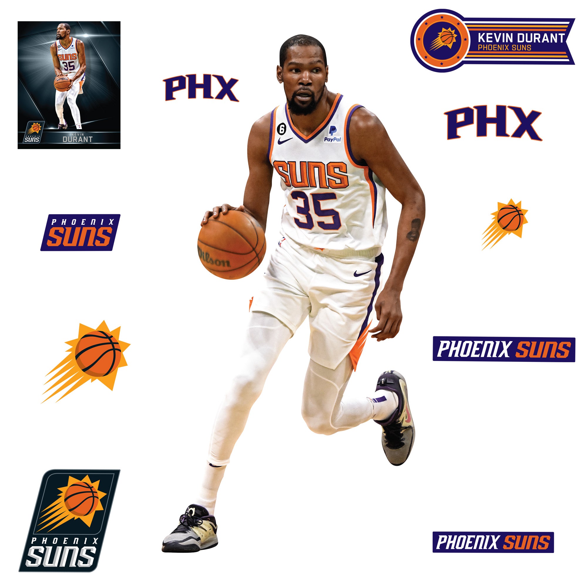 Phoenix Suns: Kevin Durant - Officially Licensed NBA Removable Adhesive  Decal