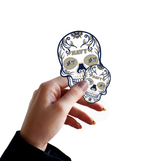 Sheet of 5 -Navy Midshipmen:   Skull Minis        - Officially Licensed NCAA Removable     Adhesive Decal