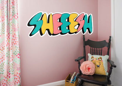 Sheeesh Multicolor Lettering        - Officially Licensed Big Moods Removable     Adhesive Decal
