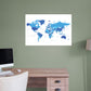 World Maps:  World Blue Map Mural        -   Removable Wall   Adhesive Decal