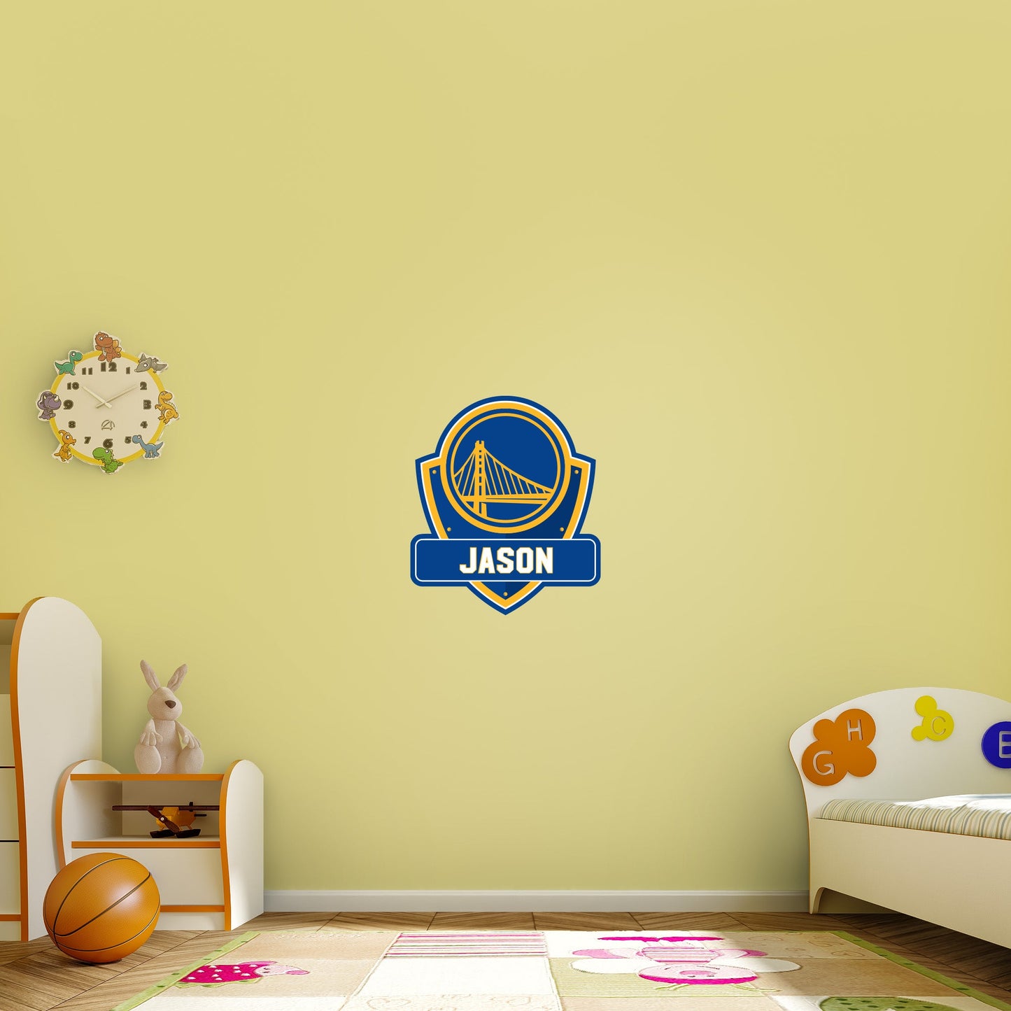 Golden State Warriors: Badge Personalized Name - Officially Licensed NBA Removable Adhesive Decal